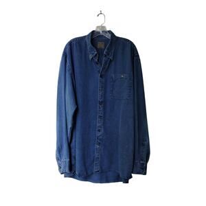 Scott Barber Men's 100% Lyocel Chambray Button down Shirt Blue XL Tall $225